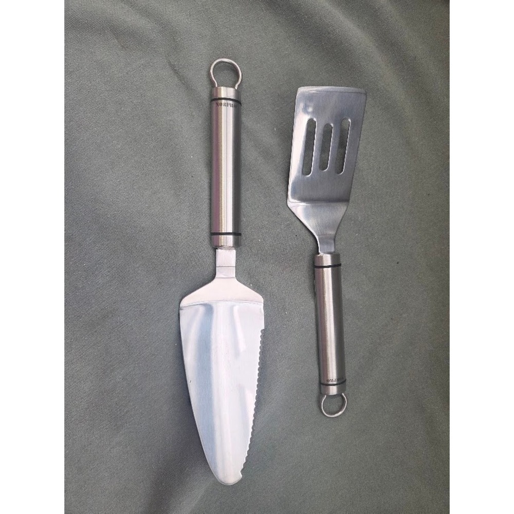 Norpro Stainless Steel Pie Server and Mini Slotted Spatula Set Silver 2 Piece